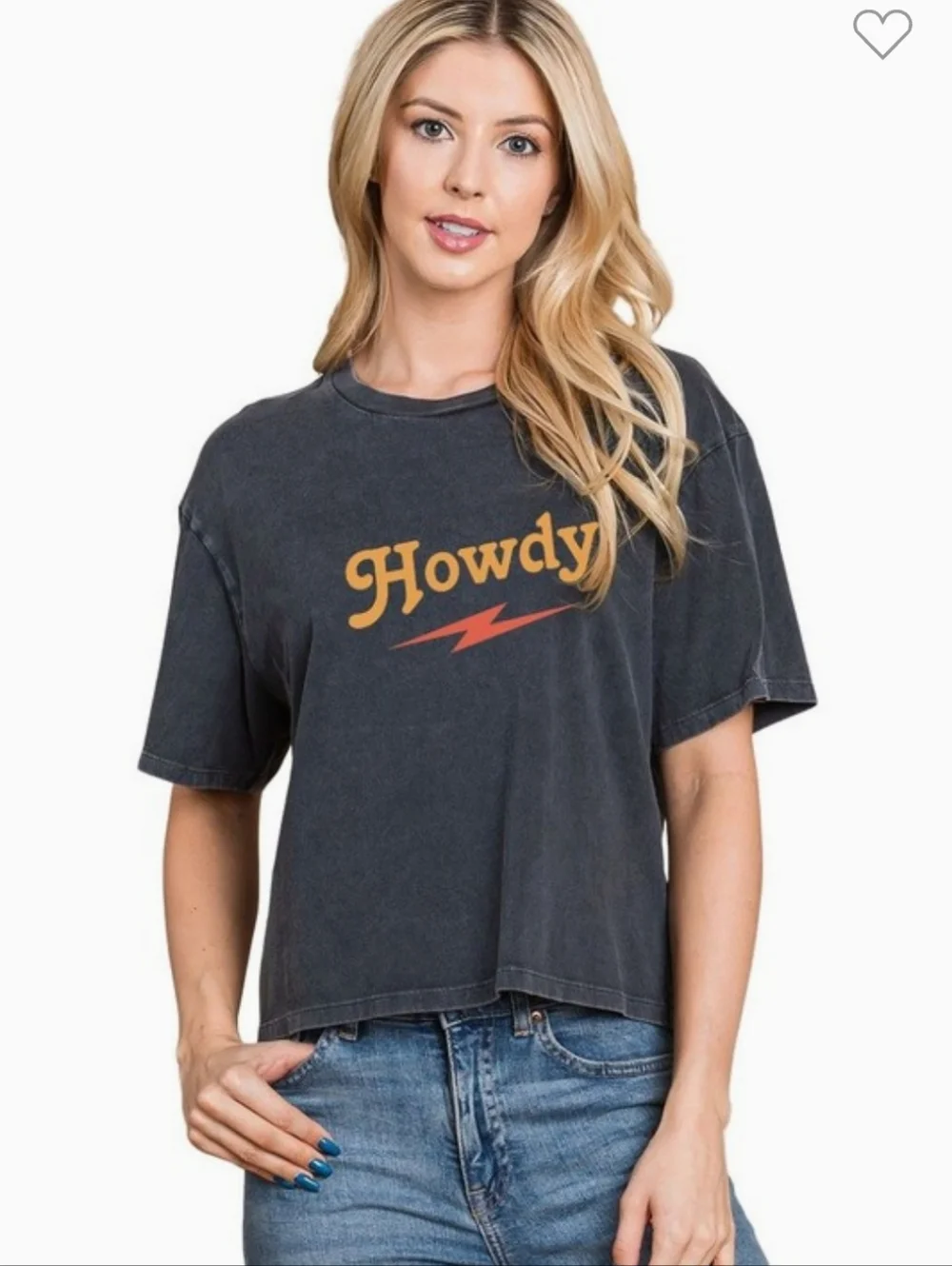 NWOT Graphic Howdy Blue Boxy Crop Tee